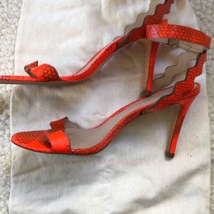 Loeffler Randall snakeskin heeled sandals
